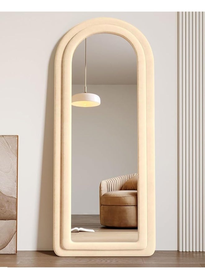 Vphom Arched Full Length Floor Mirror 63"×24" (160×60cm) with Stand, Large Full Body Mirror Freestanding or Wall Mounted – Elegant Flannel Frame Mirror for Bedroom, Living Room, Hallway & Dressing Room - Image 1